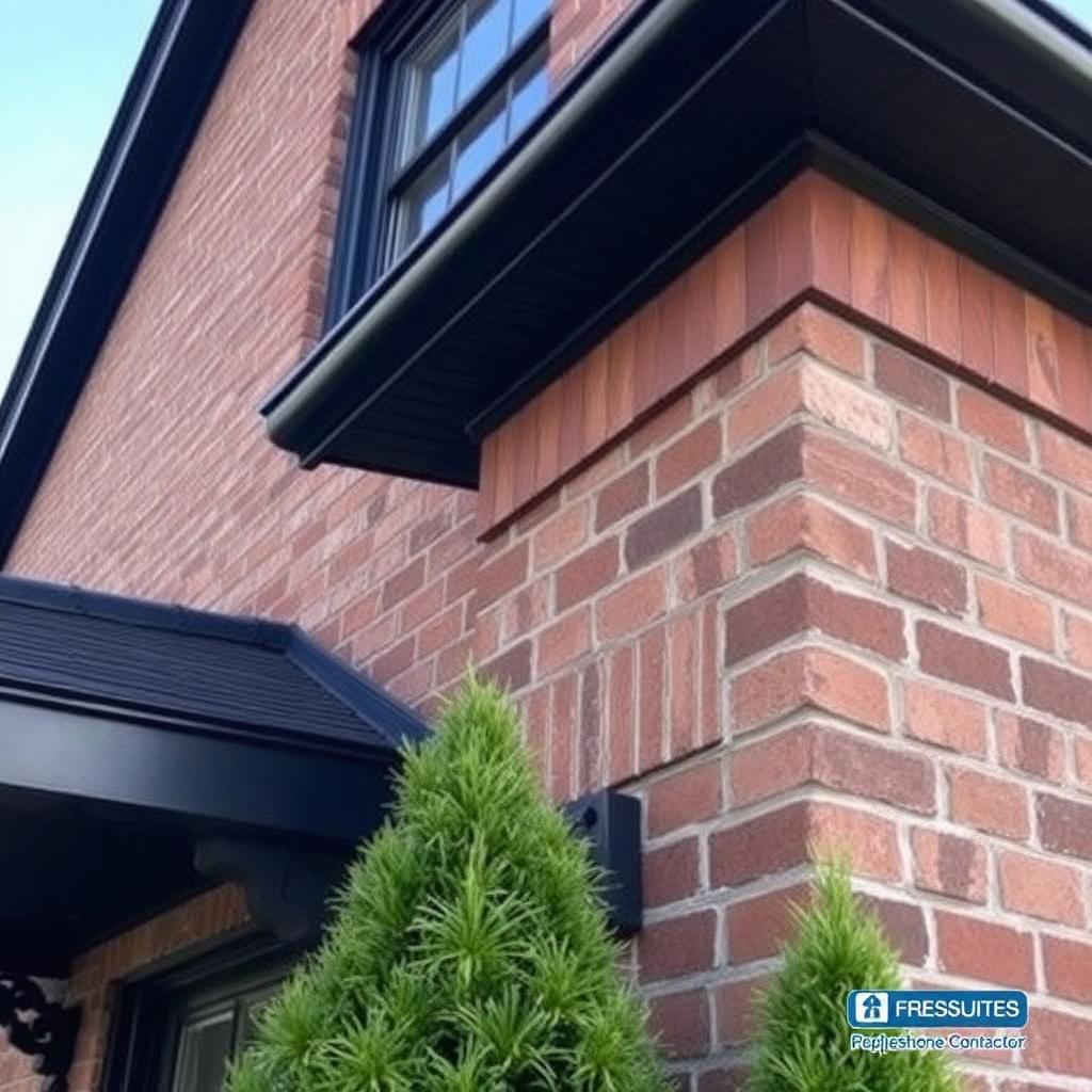 Covered Composite Deck — Brick detail at deck ledger