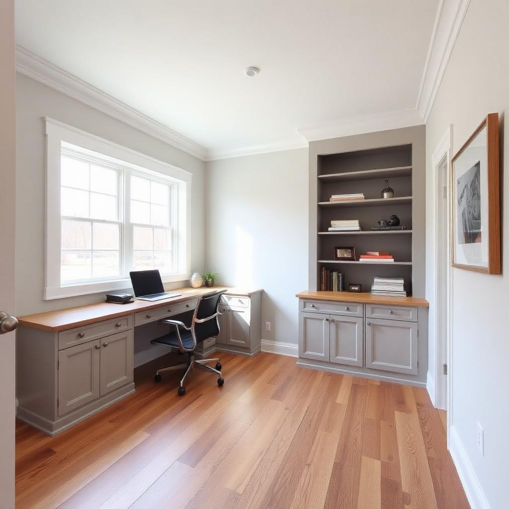 Lower-Level Lounge — Reading nook with built-in desk